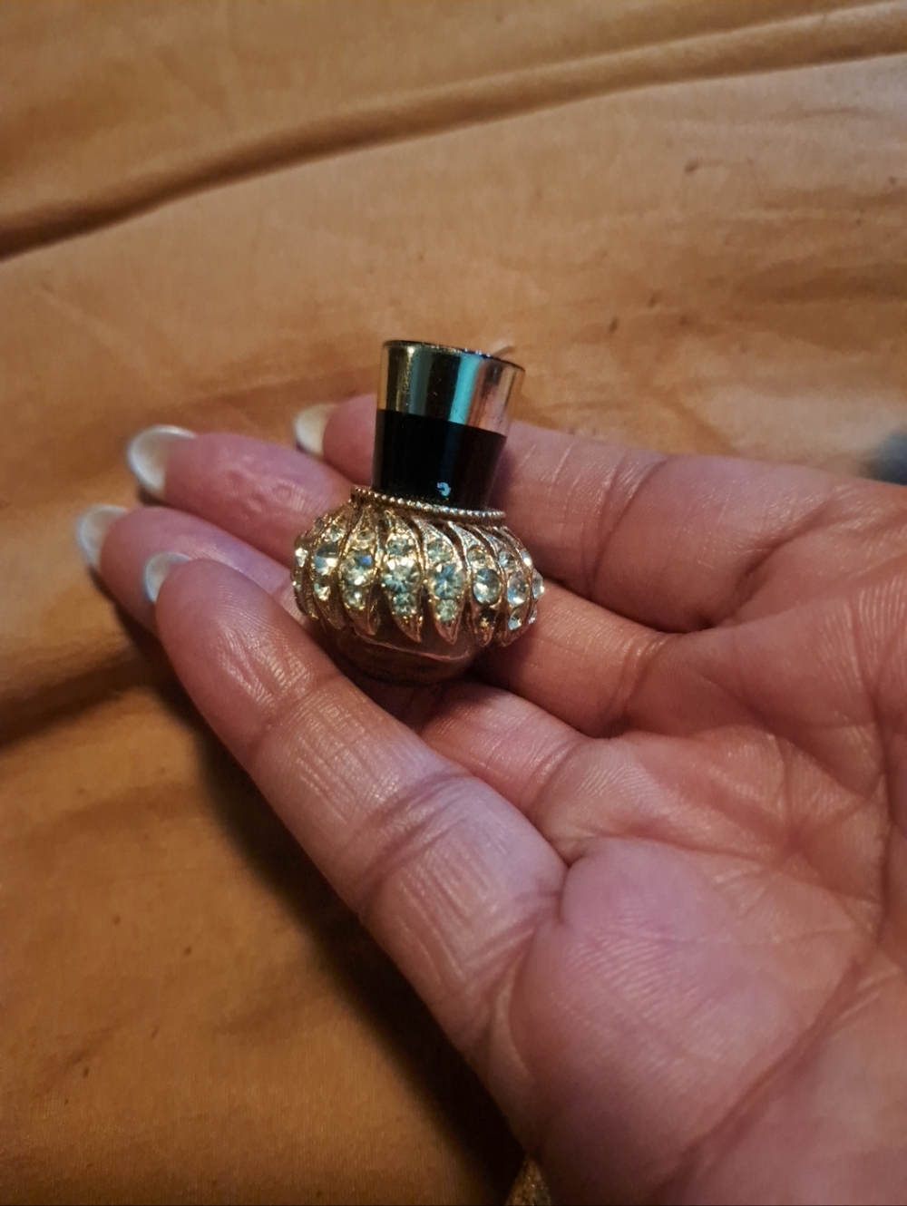 Gold-Tone Crystal Dome Perfume Bottle